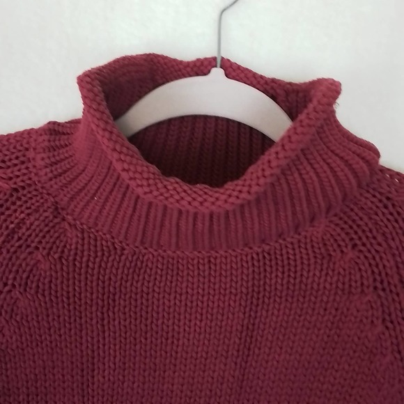 LOFT Chunky‎ Knit Oversized Sweater Size S Fuchsia Cotton Blend 3/4 Sleeve - Picture 3 of 11